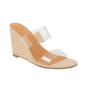 A New Day Womens Clear Strap Espadrille Wedge Sandals Size 9.5 Beige